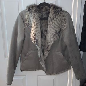 Suede reversible fur jacket